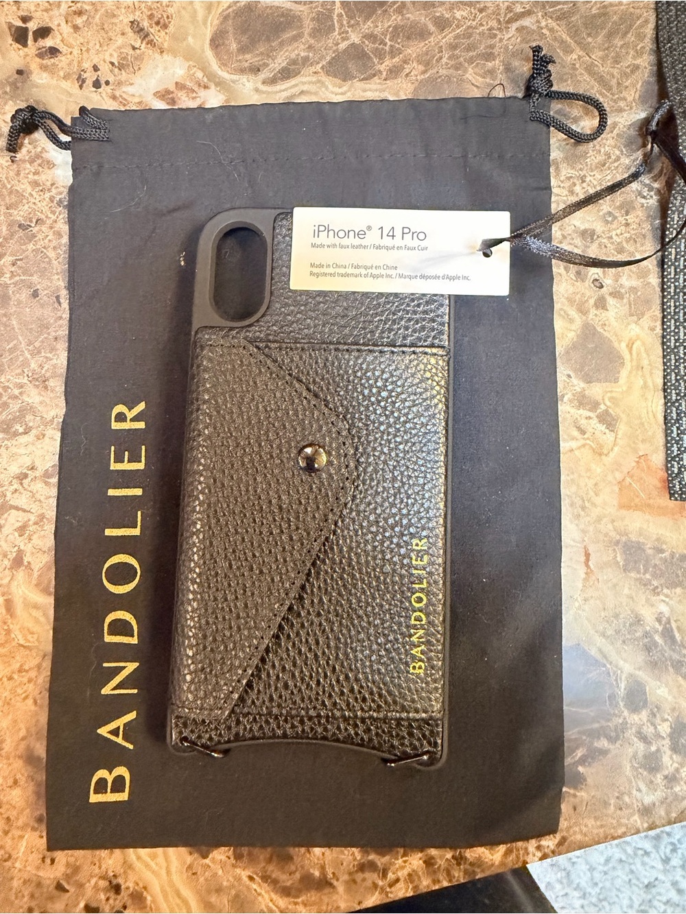 Bandolier Black Leather Crossbody iPhone Case